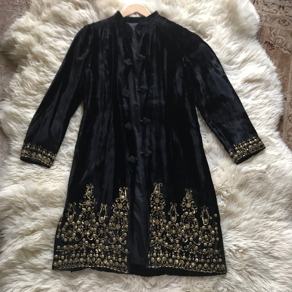 Antique Black Velvet and gold Sequined Jacket! - Picture 1 of 5